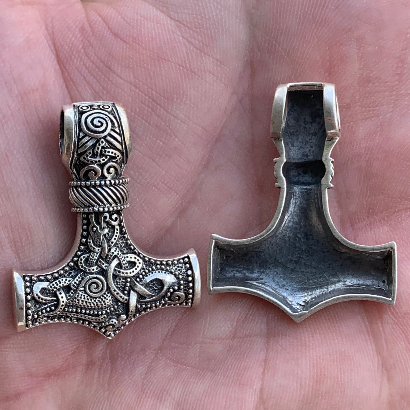 Amazon.com: Huge Viking Thors Hammer Necklace - 925 Sterling Silver - Axe  Odin Mjolnir Pendant - Mens Gothic Pagan Norse Mythology Jewelry for Men -  Fathers Day Gifts - Handmade - 1.2 oz (34 g) : Handmade Products